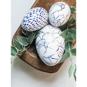 EASTER CERAMIC SET OF THREE MAGNOLIA EGG/JESSICA REYNOLDS ART